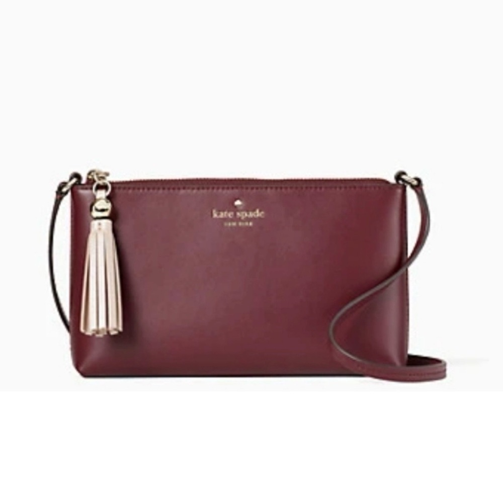 Kate Spade Ivy Street Amy Burgundy Wine Red Crossbody Bag with Tassel Like New!